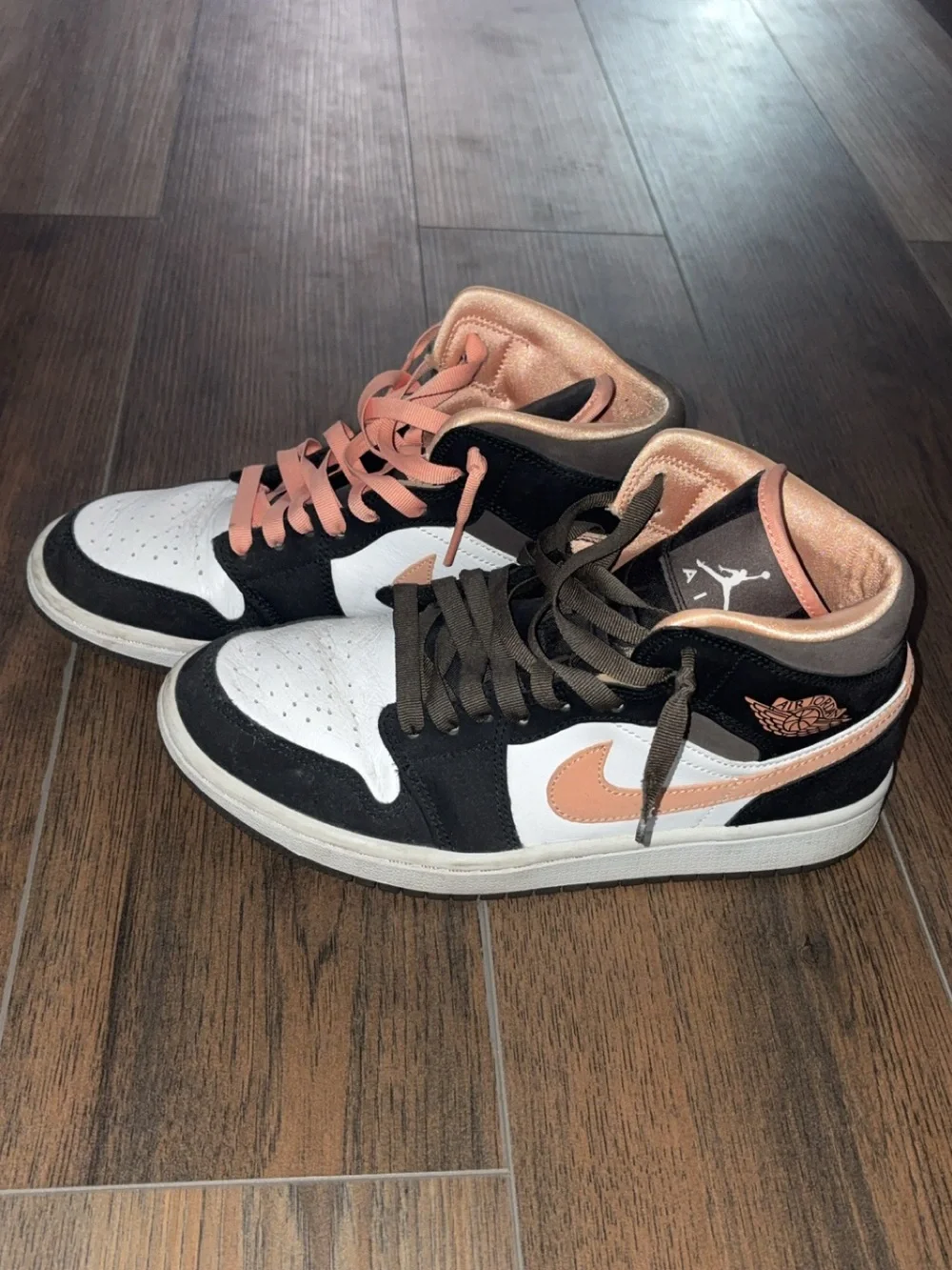 Nike Women’s Mid-Top Sneakers in Black, White & Peach